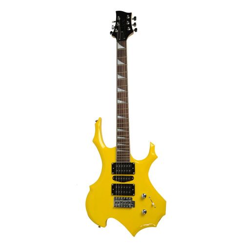  GLARRY Glarry Cool Burning Fire Style Electric Guitar Christmas gift for Beginner Guitar Lover with Accessories Pack (yellow)