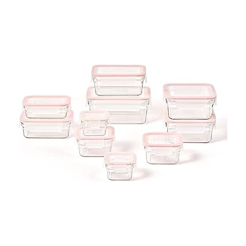  GLASSLOCK Smart 20-Piece Glass Food Storage Set - 100% Airtight & Leakproof, BPA Free lids, Freezer to Oven Safe, Meal Prep