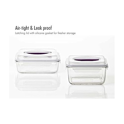  GLASSLOCK 61 Oz Glass Food Storage set of 2 - Large Capacity, Airtight & Leak-Proof, BPA Free Lid with Carry Handle, Microwave, Dishwasher, Fridge & Freezer Safe, Marinating, Sauce, Fruit Storage