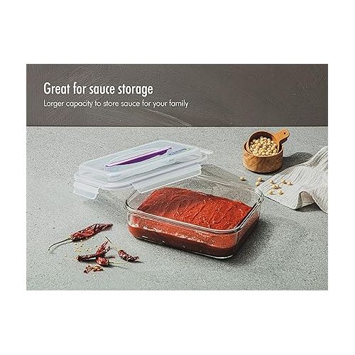  GLASSLOCK 61 Oz Glass Food Storage set of 2 - Large Capacity, Airtight & Leak-Proof, BPA Free Lid with Carry Handle, Microwave, Dishwasher, Fridge & Freezer Safe, Marinating, Sauce, Fruit Storage