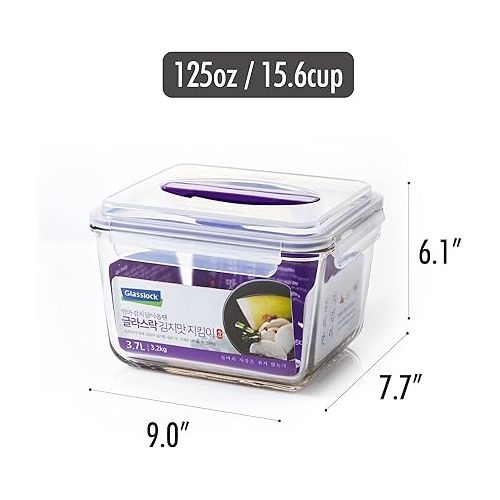  GLASSLOCK 125 Oz Glass Food Storage set of 2 - Large Capacity, Airtight & Leak-Proof, BPA Free Lid with Carry Handle, Microwave, Dishwasher, Fridge & Freezer Safe, Marinating, Sauce, Fruit Storage