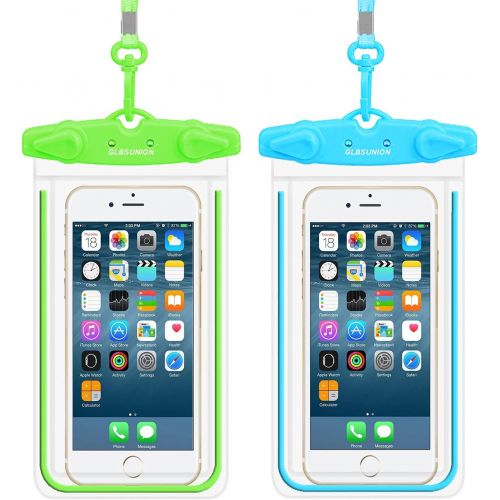  [아마존베스트]GLBSUNION LENPOW Waterproof Phone Case, 2 Pack Universal Waterproof Pouch Dry Bag with Armband Neck Strap Luminous Ornament for Water Game Protect iPhone 11 XS XR 8 7 Plus Galaxy S10 S9 Edge