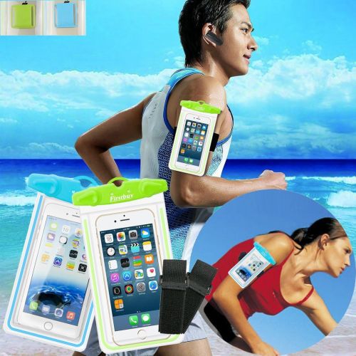  [아마존베스트]GLBSUNION LENPOW Waterproof Phone Case, 2 Pack Universal Waterproof Pouch Dry Bag with Armband Neck Strap Luminous Ornament for Water Game Protect iPhone 11 XS XR 8 7 Plus Galaxy S10 S9 Edge