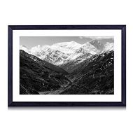 GLITZFAS Annapurna Range Art Print Black Wood Framed Wall Art Picture For Home Decoration Black and White 16x12 (40cmx30cm) Framed