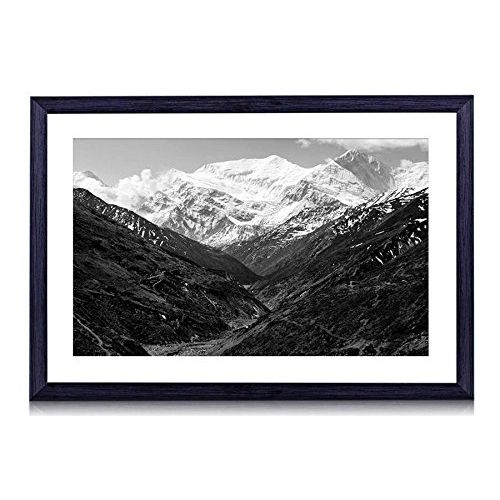  GLITZFAS Annapurna Range Art Print Black Wood Framed Wall Art Picture For Home Decoration Black and White 16x12 (40cmx30cm) Framed