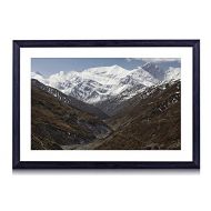 GLITZFAS Annapurna Range Art Print Black Wood Framed Wall Art Picture For Home Decoration 24x16 (60cmx40cm) Framed