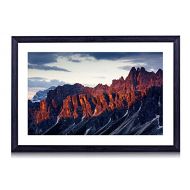 GLITZFAS Dolomites Mountain Range Italy Art Print Black Wood Framed Wall Art Picture for Home Decoration 20x14 Inches (50cmx35cm) Framed