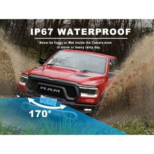  [아마존베스트]GLK License Plate Backup Camera Front Rear View Reverse Camera with 7 LED Night Vision 170 Degree Viewing Angle Waterproof Backup Camera for Cars