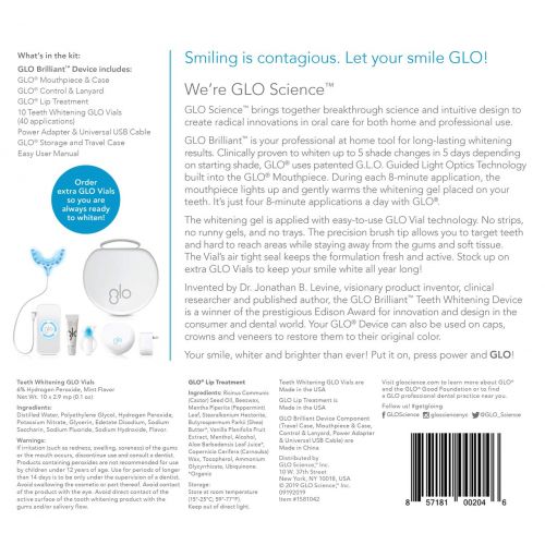  [아마존 핫딜] [아마존핫딜]GLO Science GLO Brilliant Complete Teeth Whitening System Kit With LED Light and Gentle Heat Accelerator for Pain-Free, Long Lasting Results