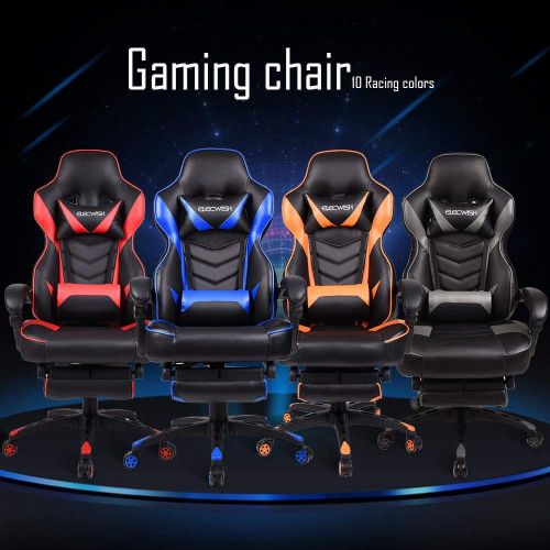  GLOBAL SHIPMENTS Gaming Chair Racing Style Leather High Back Computer Office Swivel Seat Foot Rest Based on,