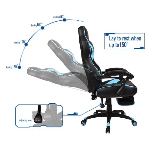  GLOBAL SHIPMENTS Gaming Chair Racing Style Leather High Back Computer Office Swivel Seat Foot Rest Based on,