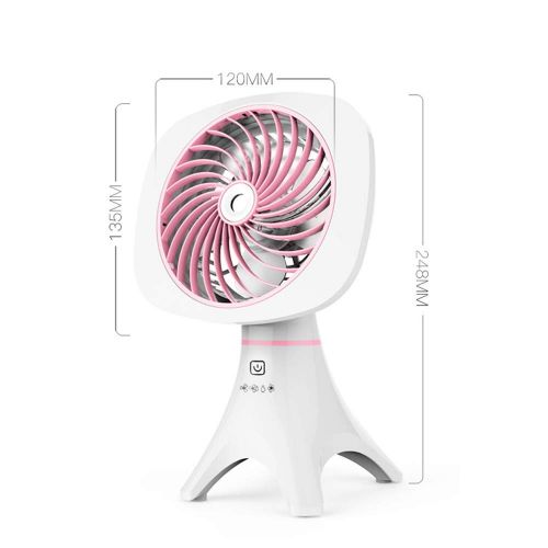  GLOBE AS Humidifying Fan USB Spray Mini Mute Lithium Battery Rechargeable Touch Screen Desktop Handheld Small Fan Room Air Circulator Fan (Color : Pink)