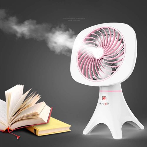  GLOBE AS Humidifying Fan USB Spray Mini Mute Lithium Battery Rechargeable Touch Screen Desktop Handheld Small Fan Room Air Circulator Fan (Color : Pink)