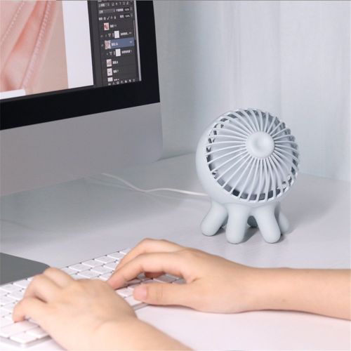  GLOBE AS Octopus Fan Mini Handheld Portable Fan Creative Cute Cartoon USB Small Fan Room Air Circulator Fan (Color : Blue Gray)