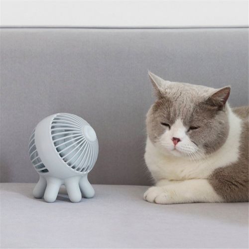  GLOBE AS Octopus Fan Mini Handheld Portable Fan Creative Cute Cartoon USB Small Fan Room Air Circulator Fan (Color : Blue Gray)