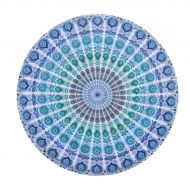 GLOBUS CHOICE INC. Blue Turquoise Tapestry Round Cotton Indian Tapestry Mandala Roundies Beach Throw Indian Round Blue Mandala Tapestry Yoga Mat Picnic Mat Table Throw Hippy Boho G