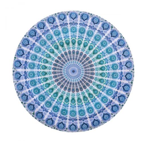  GLOBUS CHOICE INC. Blue Turquoise Tapestry Round Cotton Indian Tapestry Mandala Roundies Beach Throw Indian Round Blue Mandala Tapestry Yoga Mat Picnic Mat Table Throw Hippy Boho G