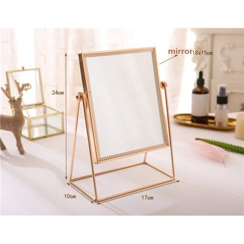  GLODEALS Makeup Vanity Mirror, Decorative Makeup Mirror Rose Gold Vanity Mirror Cosmetic Mirror Table Mirror with Single Sided 360°Rotation for Bedroom and Bathroom Decor(Square)