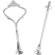 GLOGLOW (Pack of 3) Multi-tiers Cake Cupcake Tray Stand Handle Fruit Plate Hardware Fitting Holder(2-tiers Crown-Silver)