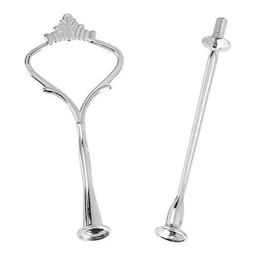  GLOGLOW (Pack of 3) Multi-tiers Cake Cupcake Tray Stand Handle Fruit Plate Hardware Fitting Holder(2-tiers Crown-Silver)
