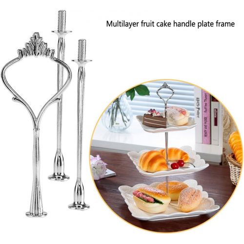  GLOGLOW (Pack of 3) Multi-tiers Cake Cupcake Tray Stand Handle Fruit Plate Hardware Fitting Holder(2-tiers Crown-Silver)