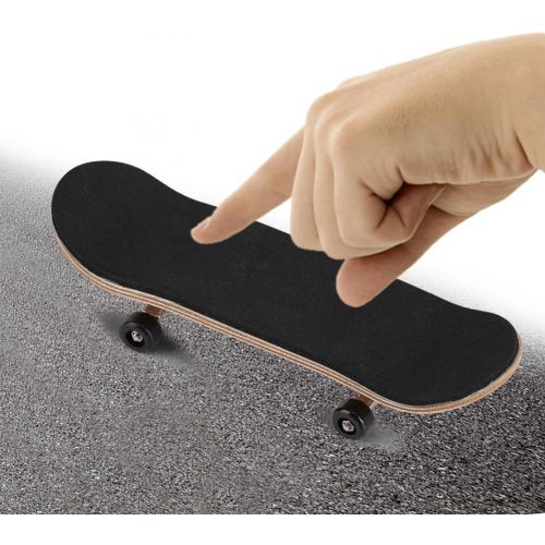  GLOGLOW Finger Skateboard, Wooden Original Ecological Mini Skateboard Hand Held Simple Operation Toy Professional Roller Skateboard Kit(red)