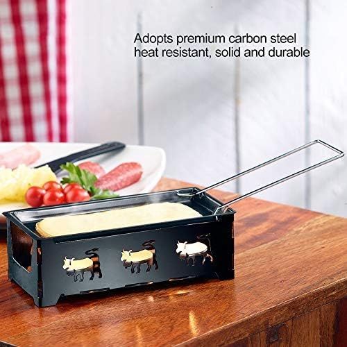  GLOGLOW Mini Tea Light Raclette Set, Foldable BBQ Cheese Melt Pan Cheese Raclette, Portable Baking Tray Stove Set for Home ,for Making Cheese Kitchen