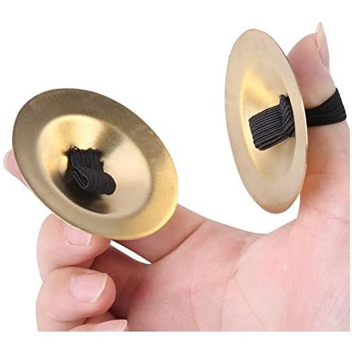  [아마존베스트]GLOGLOW Finger Cymbals Musical Instrument Rhythm Maker Belly Dance Finger Cymbal Brass Zills for Dancing Evening Party One Pair