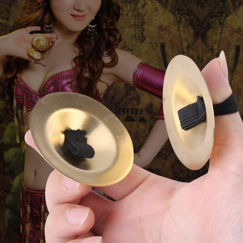  [아마존베스트]GLOGLOW Finger Cymbals Musical Instrument Rhythm Maker Belly Dance Finger Cymbal Brass Zills for Dancing Evening Party One Pair