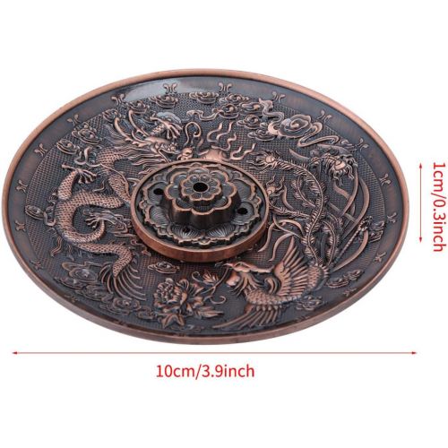  인센스스틱 GLOGLOW Incense Burner, Dragon Pattern Censer Plate Zinc Alloy Incense Stick Burner Holder Chinese Style Pattern Incense Plate for Bedroom Temple Office(#2)