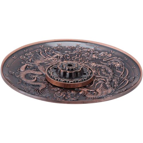  인센스스틱 GLOGLOW Incense Burner, Dragon Pattern Censer Plate Zinc Alloy Incense Stick Burner Holder Chinese Style Pattern Incense Plate for Bedroom Temple Office(#2)