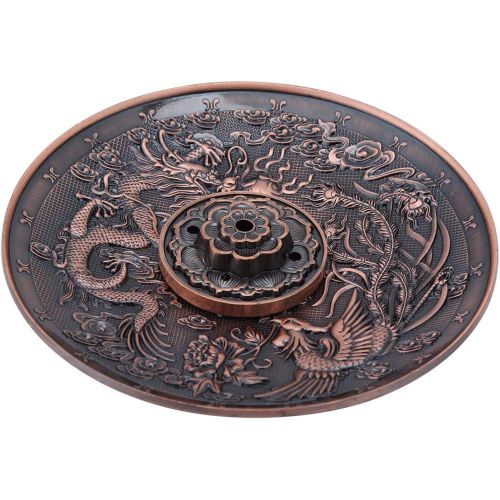  인센스스틱 GLOGLOW Incense Burner, Dragon Pattern Censer Plate Zinc Alloy Incense Stick Burner Holder Chinese Style Pattern Incense Plate for Bedroom Temple Office(#2)