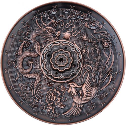  인센스스틱 GLOGLOW Incense Burner, Dragon Pattern Censer Plate Zinc Alloy Incense Stick Burner Holder Chinese Style Pattern Incense Plate for Bedroom Temple Office(#2)