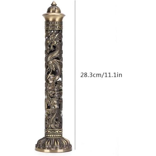  인센스스틱 GLOGLOW Incense Holder for Sticks, Incense Burner Bronze Tone Dragon Phoenix Relief Incense Holder Waterfall Incense Burner Tea Room Decoration for Home