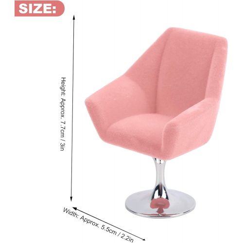  GLOGLOW Mini Dollhouse Sofa Chair, 1:12 Miniature Armchair Miniature Doll House Rotate Flocking Chair Mini Flocking Sofa Furniture Model Decoration Dollhouse Accessory(Pink)