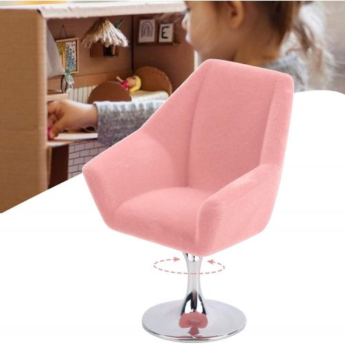  GLOGLOW Mini Dollhouse Sofa Chair, 1:12 Miniature Armchair Miniature Doll House Rotate Flocking Chair Mini Flocking Sofa Furniture Model Decoration Dollhouse Accessory(Pink)