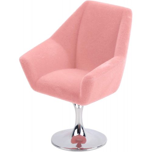  GLOGLOW Mini Dollhouse Sofa Chair, 1:12 Miniature Armchair Miniature Doll House Rotate Flocking Chair Mini Flocking Sofa Furniture Model Decoration Dollhouse Accessory(Pink)