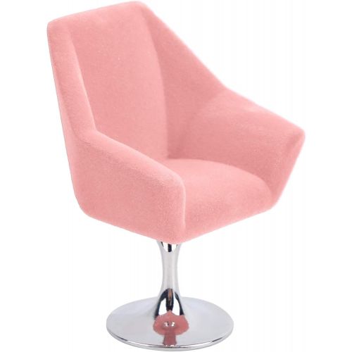  GLOGLOW Mini Dollhouse Sofa Chair, 1:12 Miniature Armchair Miniature Doll House Rotate Flocking Chair Mini Flocking Sofa Furniture Model Decoration Dollhouse Accessory(Pink)