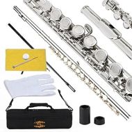 Glory Closed Hole C Flute With Case, Tuning Rod and Cloth, Gloves, Nickel Siver