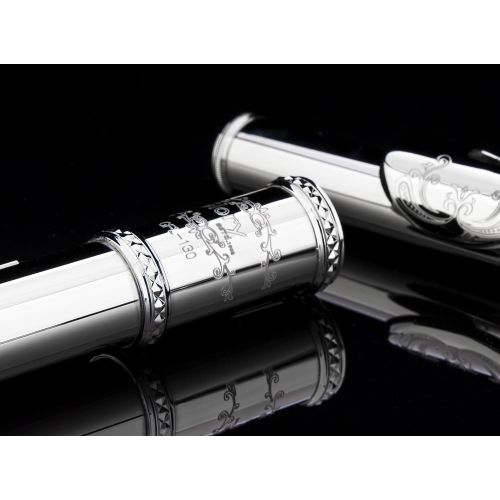  GLORY Engraved Glory Closed Hole C Flute for Band , Orchestra, With Case, Tuning Rod and Cloth,Joint Grease and Gloves , Engraved Silver Nickel Color flute