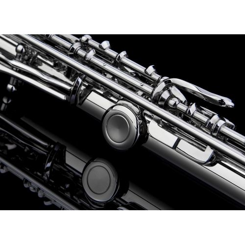  GLORY Engraved Glory Closed Hole C Flute for Band , Orchestra, With Case, Tuning Rod and Cloth,Joint Grease and Gloves , Engraved Silver Nickel Color flute