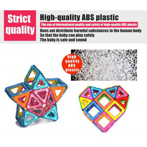  GLOUE Magnetic Blocks, Building Blocks,Magnetic Toy Contain Square, Triangle, Large Triangle Magnets Toys for Girls & Boys - Deluxe Set (64pcs) (All Building Blocks)