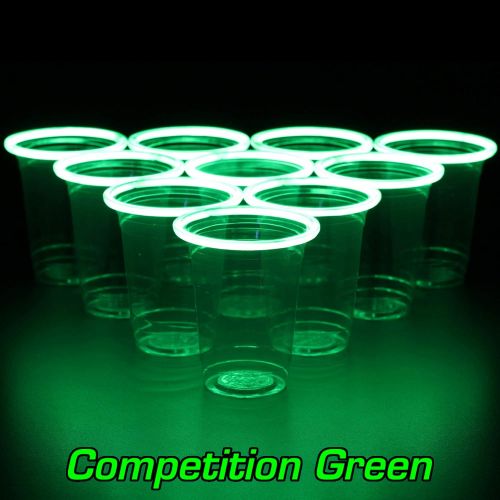  GLOWPONG Green vs Blue Glow-in-The-Dark Beer Pong Game Set for Indoor Outdoor Nighttime Competitive Fun, 12 Green vs 12 Blue Glowing Cups, 4 Glowing Balls, 1 Ball Charging Unit Mak