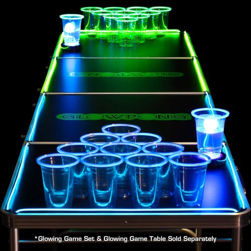  GLOWPONG Combo Pack - 1 LED Ball Charging Unit + 6 Glowing Game Balls for Indoor Outdoor Nighttime Glow-in-The-Dark Beer Pong Drinking Game Fun and General Purpose Neon Glowing Par