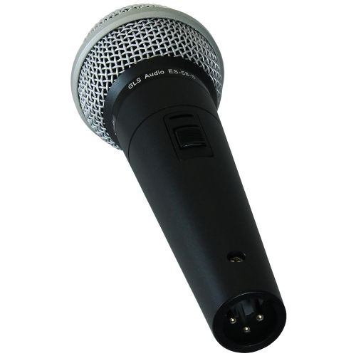  GLS Audio Vocal Microphone ES-58-S & Mic Clip - Professional Series ES58-S Dynamic Cardioid Mike Unidirectional (With OnOff Switch)