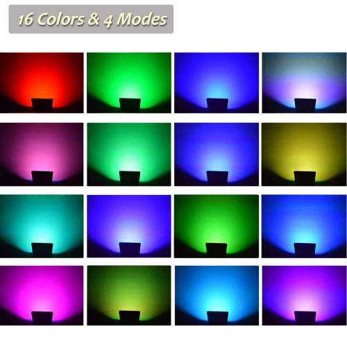  GLW 30W RGB LED Flood Light Remote Control Outdoor Landscape Lighting IP65 Waterproof 16 Colors Changing 4 Mode Security Light for Garden,Lawn,Yard (2 Pack)