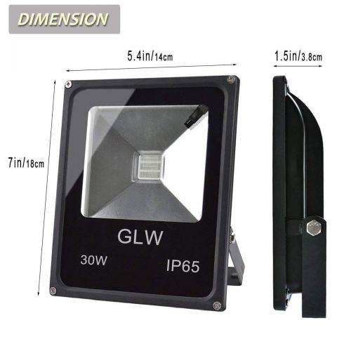  GLW 30W RGB LED Flood Light Remote Control Outdoor Landscape Lighting IP65 Waterproof 16 Colors Changing 4 Mode Security Light for Garden,Lawn,Yard (2 Pack)