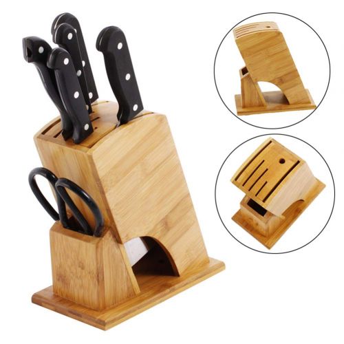  GLXQIJ 7 Slot Universal Bamboo Knife Block Stand Holder Knife Scissor Storage For Kitchen,Cutlery Display Stand,Knife Dock