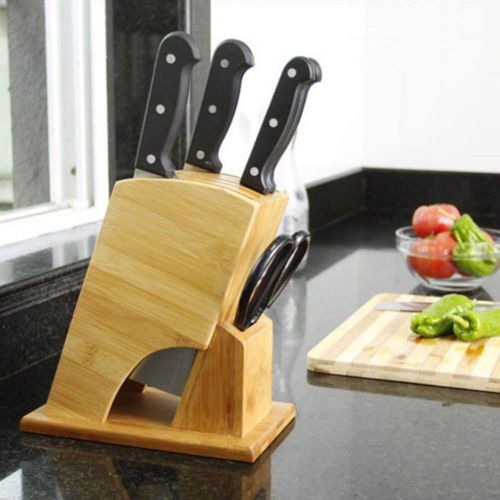  GLXQIJ 7 Slot Universal Bamboo Knife Block Stand Holder Knife Scissor Storage For Kitchen,Cutlery Display Stand,Knife Dock