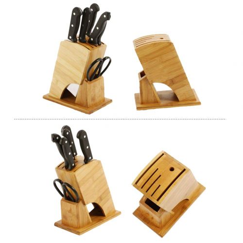  GLXQIJ 7 Slot Universal Bamboo Knife Block Stand Holder Knife Scissor Storage For Kitchen,Cutlery Display Stand,Knife Dock